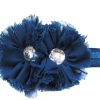 Shop Online Carbon Blue Hair Band with Two Diamond Embellished Flowers for Infant Girls