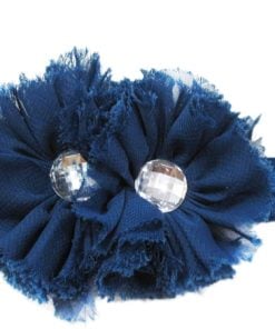 Shop Online Carbon Blue Hair Band with Two Diamond Embellished Flowers for Infant Girls