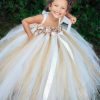 Toddler Baby Flower Girl Tutu Dress Style outfit Champagne and Ivory Gold