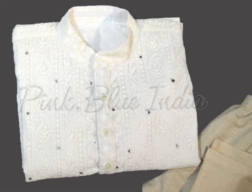 Ethnic Wear Kids Chikankari Kurta Pyjama Set for Baby Boys