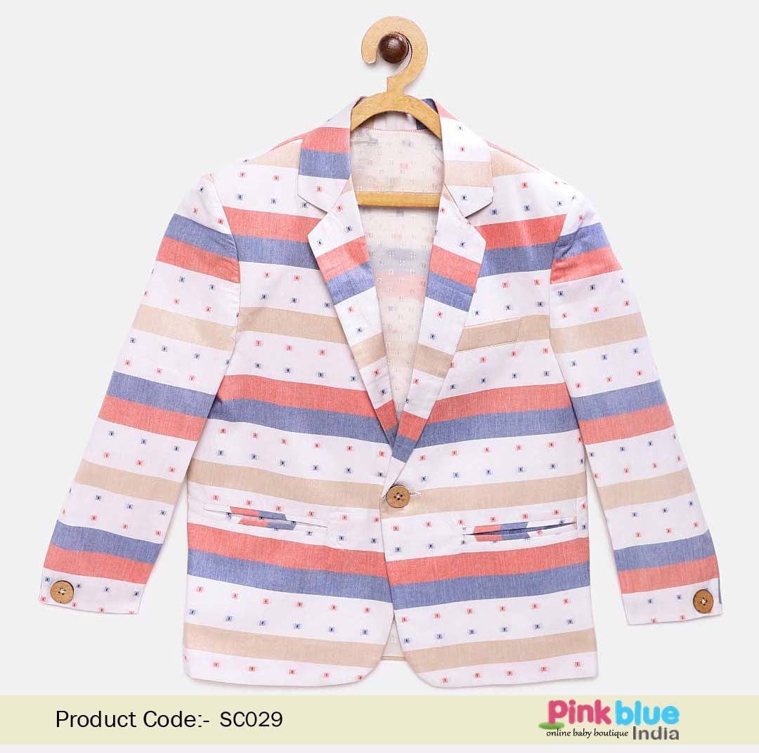 Children Boys Polka Dot Casual Blazer Jacket in Red and Blue Color