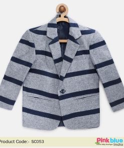 Grey and Navy Blue Cotton Party Blazer/Coat for Summer
