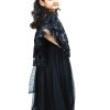 Children Multi-layer Sequin Cape Over Long Flared Gown