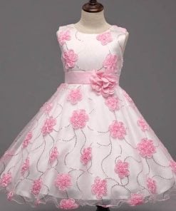 Pink and White Princess Flower Girl Ball Gown - Childrens Wedding Dress India