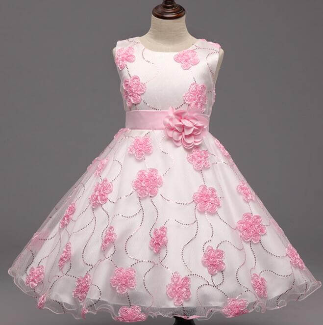 Pink and White Princess Flower Girl Ball Gown - Childrens Wedding Dress India