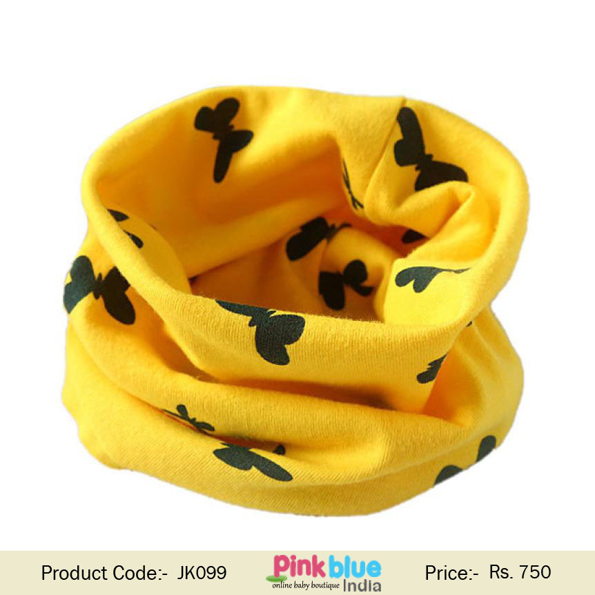 Children Yellow Butterfly Infinity Cowl Circle Scarf - Baby Cowls