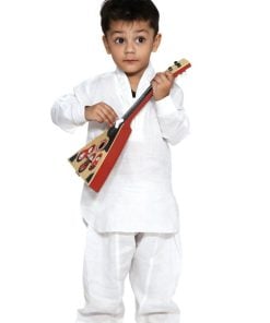 Classy and Summery Ethnic White Kurta Pajama for Indian Kids