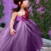 Little Princess Purple Flower Girl Wedding Crochet Tutu Dress