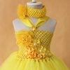 Fashionable Yellow Glitter Tutu Party Dress for Infants Girls with Free Headband