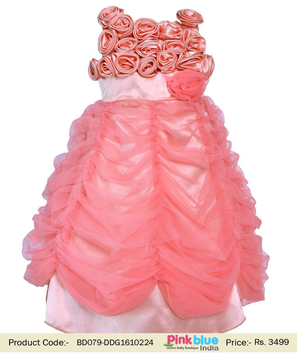 Shop Peach Rose Floral Couture Princess Gown Dress