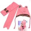 Pink Pair of Soft and Warm Muffler and Cap for Newborn Babies in India