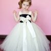 Unique Black and Cream Layered Tutu Dress with Ribbon For Little Girl