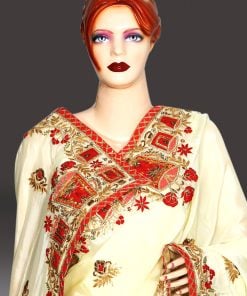 Cream Color Indian Bridal Saree Online, latest Designer Bridal Sarees Collection