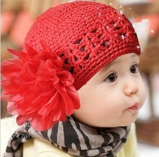 red toddler flower cap