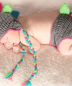 Crochet Pattern Photography Prop in Grey Color for Indian Infants