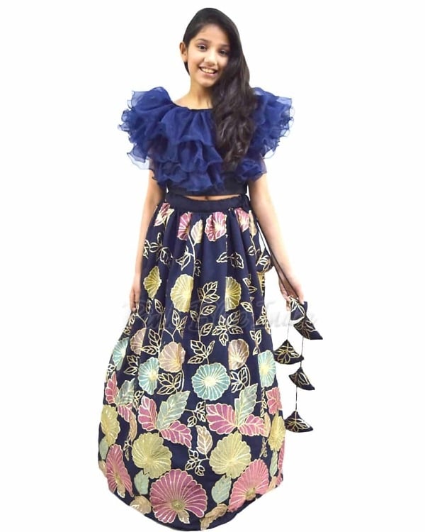 Buy Crop Top and Skirt, Lehenga and Ruffe Crop Top Set