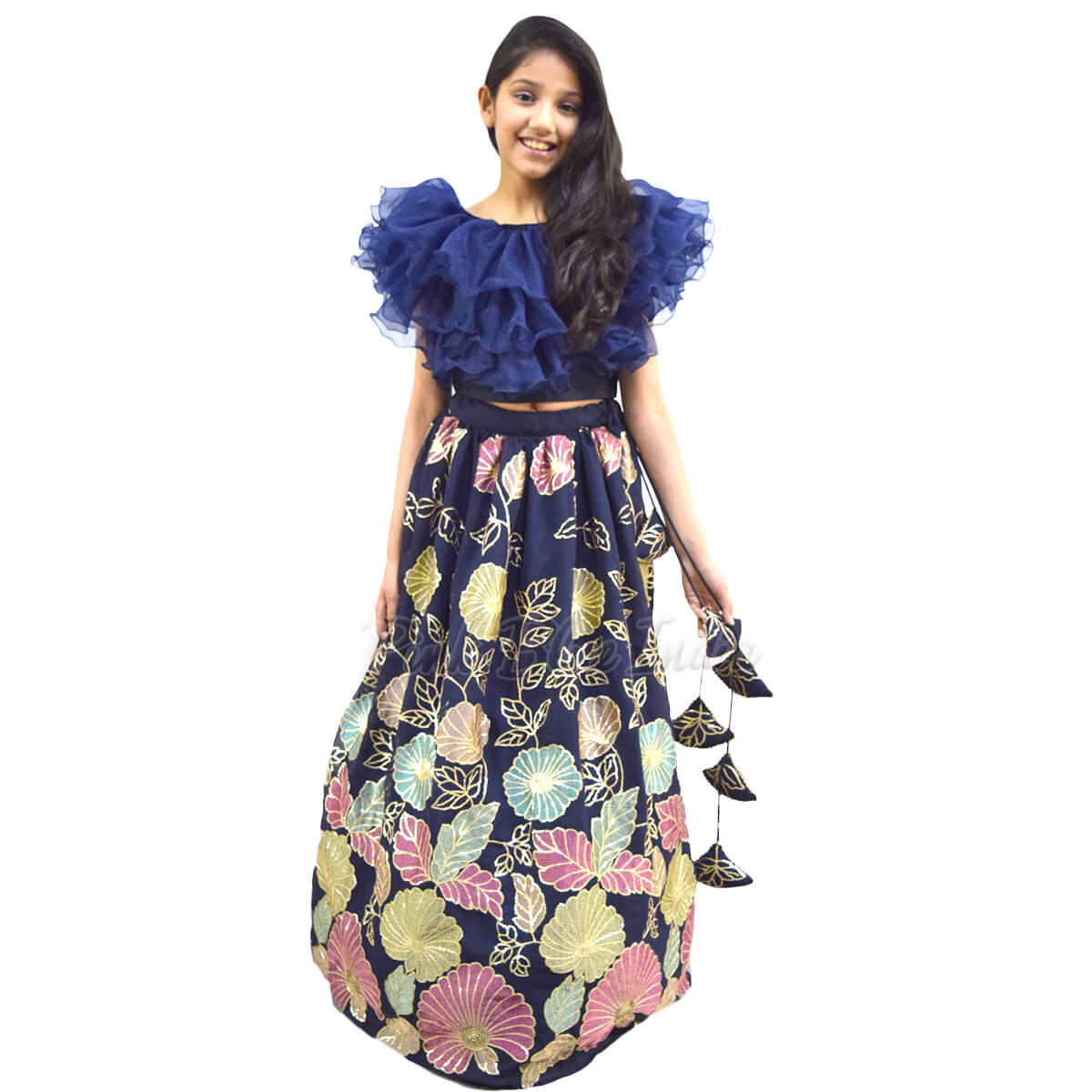 Crop top | Skirt and crop top indian, Floral print skirt long, Long skirt  top designs