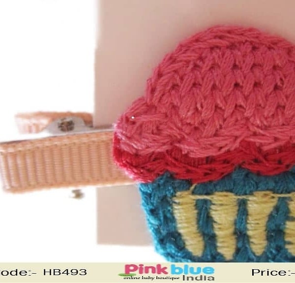 Ice Cream Cup Shaped Motif on a Peach Hair Clip