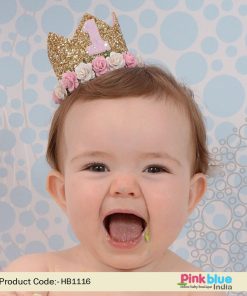 Girls 1st Birthday Crown Headband, Custom First birthday princess Glitter crown India