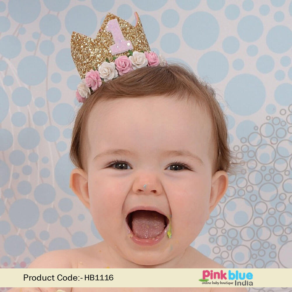 Girls 1st Birthday Crown Headband, Custom First birthday princess Glitter crown India