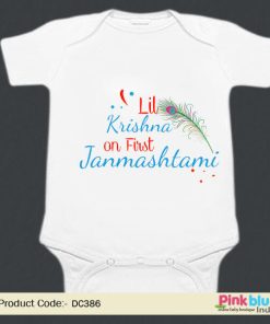Lil Krishna On first Janmashtami printed Custom Infant Baby boy Romper