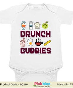 Brunch Buddies Name Print Customized Newborn Baby Romper Onesie