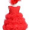 Baby Girl Custom Made Red Multi Layered Ruffle Birthday Dress India