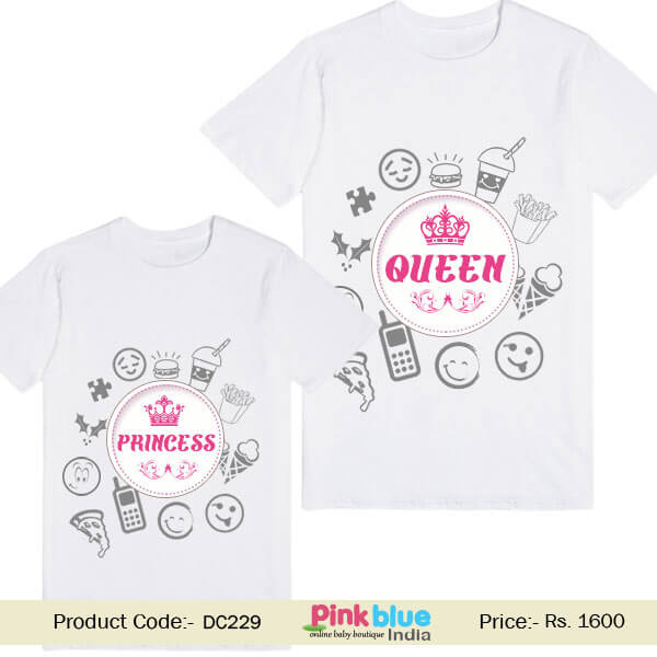 Custom Princess Queen Design Matching Mom and Daughter T-shirt