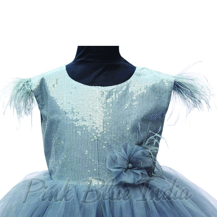 Grey Colour Baby Frock - Buy Girls Party Wear Dress Online