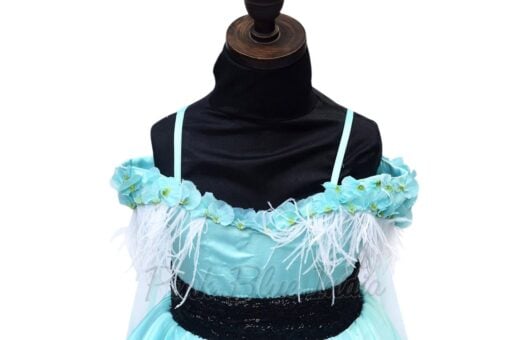 Blue Off Shoulder High Low Birthday Party Dress for Girls