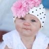 Cute Designer White Toddler Hat for Indian Kids with Pink Flowers