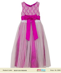 kids Pink Party wear Long Lace Gown Girl Dress