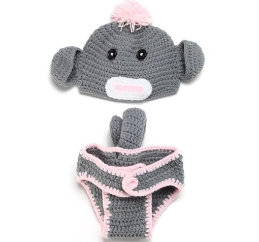 Buy Online Cute Grey and Pink Elephant Crochet Photo Prop for Indian Babies