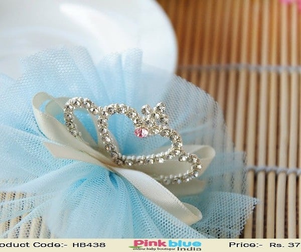 Light Blue Net Hair Clip for Baby Girl