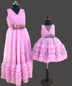 Mother Daughter Rosette Party Wear Dresses