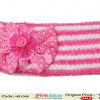 Cute Pink and White Crochet Headband for Children with Bow and Flower