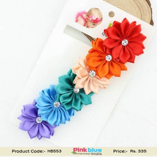 Gorgeous Rainbow Colored Sequence Floral Infant Headband