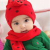 Cute Red Colored Beetle Kids Cap With Matching Toddler Muffler