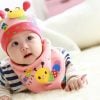 Baby Pink Pair of Soft and Warm Caterpillar Muffler and Cap for Infants in India