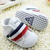 Buy Online Cute White Baby Boy Shoes With Blue and Red Stripes