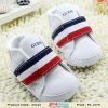 Buy Online Cute White Baby Boy Shoes With Blue and Red Stripes