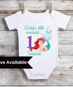 Daddy's little mermaid Baby Onesie, Girls Little Mermaid Bodysuit Outfit