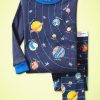 Dark Blue Solar System Theme Toddler T-Shirt with Pajamas
