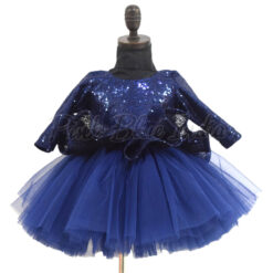 Baby Girl blue peplum dress with bow