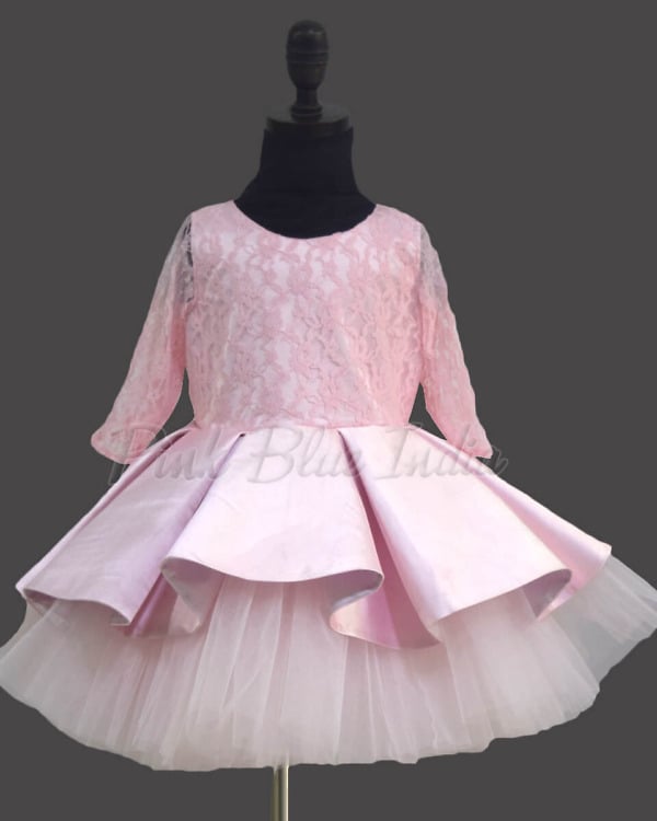 Designer box pleat dress for kids party wear stylish birthday outfit