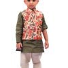 Boys Designer Green Kurta Pyjama with Nehru Jacket - 3-4 year Ethnic wear