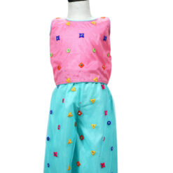 Kids Pink Mirror Work bollywood Style Dress Crop Top Palazzo Set India