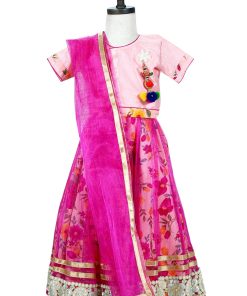 Girls Designer Ethnic Wear Lehenga Choli Set Pink Color