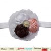 Beautiful Designer Headband in White with Three Flowers for Infant Girls