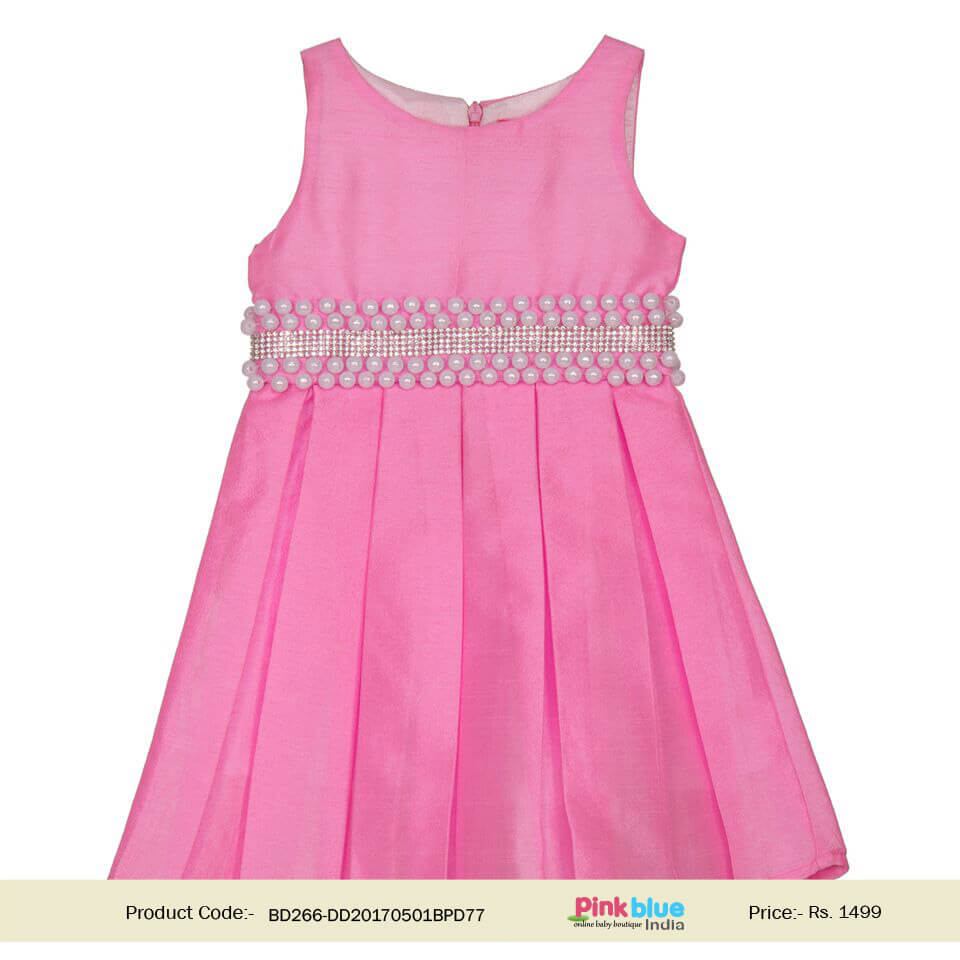Designer Indian Kids Dress Pearls and Diamonds Pink Outfit